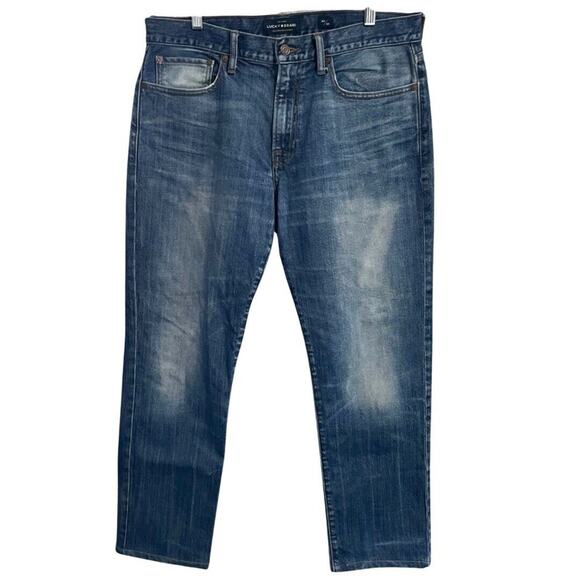 LUCKY BRAND 121 Slim Straight Jeans Men’s 34X30 Medium Wash Faded Denim - Picture 1 of 12